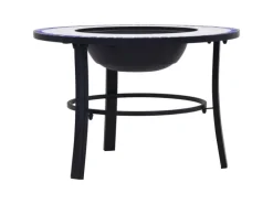vidaXl Feuerstelle Mosaik Keramik Blau und Weiß 68 cm