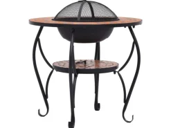 vidaXL Feuertisch Mosaik Keramik Terracotta 68 cm