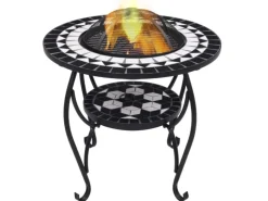vidaXL Feuertisch Mosaik Keramik Schwarz und Weiß 68 cm