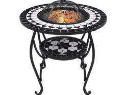vidaXL Feuertisch Mosaik Keramik Schwarz und Weiß 68 cm