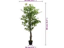 vidaXL Ficusbaum Künstlich 378 Blätter 80 cm Grün Modell 1