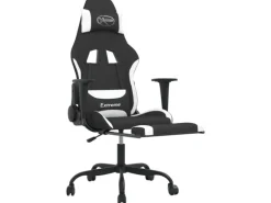 vidaXL Gaming-Stuhl mit Fußstütze Schwarz und Weiß Stoff Modell 1