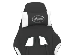 vidaXL Gaming-Stuhl mit Fußstütze Schwarz und Weiß Stoff Modell 1