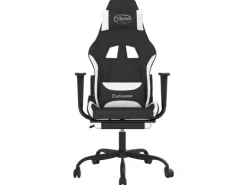 vidaXL Gaming-Stuhl mit Fußstütze Schwarz und Weiß Stoff Modell 1