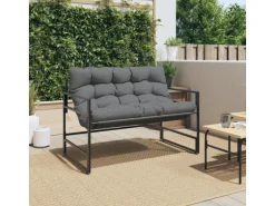 vidaXL Gartenbank mit Kissen Anthrazit 113 cm Stahl