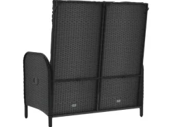 vidaXL Gartenbank mit Liegefunktion & Kissen 107cm Poly Rattan Schwarz