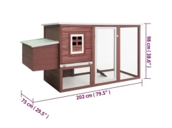 vidaXL Garten-Hühnerstall mit 1 Legenest Braun Holz