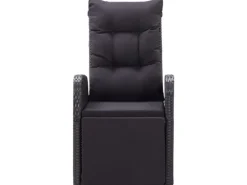 vidaXL Gartensessel mit Kissen 2 Stk. Verstellbar Schwarz Poly Rattan Stahl