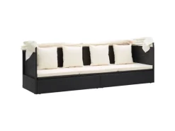 vidaXL Garten-Sonneninsel mit Dach Schwarz Poly Rattan