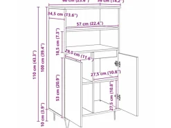 vidaXL Highboard Braun 60 x 36 x 110 cm Holzwerkstoff 879619