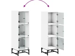 vidaXL Highboard mit Glastüren Weiß 35x37x120 cm 836560