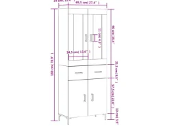 vidaXL Highboard Räuchereiche 69,5x34x180 cm Holzwerkstoff 3198534