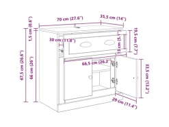 vidaXL Highboard Schwarz Eichen-Optik 70 x 35,5 x 67,5 cm 881419