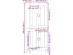 vidaXL Highboard Sonoma-Eiche 69,5x34x180 cm Holzwerkstoff 3198356