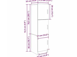 vidaXL Highboard Weiß 31,5 x 32 x 124 cm Holzwerkstoff 869346