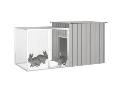 vidaXL Kaninchenkäfig Grau 200x91x100 cm Verzinkter Stahl