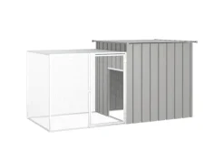 vidaXL Kaninchenkäfig Grau 200x91x100 cm Verzinkter Stahl