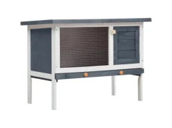 vidaXL Kaninchenstall 1 Ebene Grau Holz