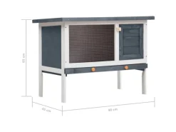 vidaXL Kaninchenstall 1 Ebene Grau Holz