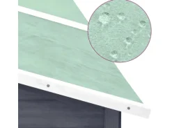 vidaXL Kaninchenstall mit Freilauf Grau und Weiß Tanne Massivholz