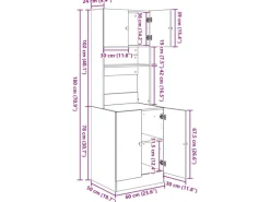 vidaXL Küchenschrank mit Regal Schwarz Eichen-Optik 60 x 50 x 180 cm 3365557