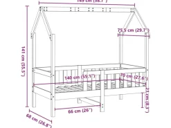 vidaXL Kinderbett Hausbett 70x140 cm Massivholz Kiefer2102249