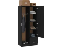 vidaXL Kleiderschrank Schwarz 80x52x180 cm Holzwerkstoff