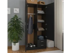 vidaXL Kleiderschrank Schwarz 80x52x180 cm Holzwerkstoff