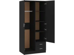 vidaXL Kleiderschrank Schwarz 80x52x180 cm Holzwerkstoff