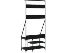 vidaXL Kleiderständer mit Schuhablage Schwarz 80x40x184 cm 837862