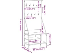 vidaXL Kleiderständer mit Schuhablage Schwarz 80x40x184 cm 837862