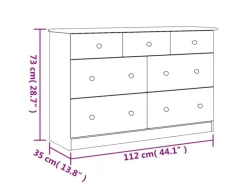 vidaXL Kommode ALTA 112x35x73 cm Massivholz Kiefer