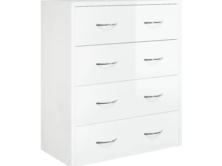 vidaXL Kommode mit 4 Schubladen 60x30,5x71 cm Hochglanz-Weiß 342579