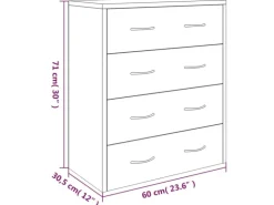 vidaXL Kommode mit 4 Schubladen 60x30,5x71 cm Hochglanz-Weiß 342579