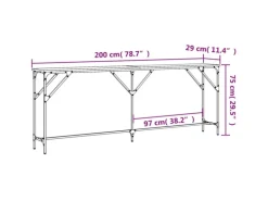 vidaXL Konsolentisch Schwarz 200x29x75 cm Holzwerkstoff