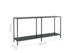 vidaXL Konsolentisch Schwarz 160x35x75,5 cm cm Hartglas