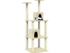 vidaXL Kratzbaum mit Sisal-KratzSäulen Creme 141 cm Modell 1