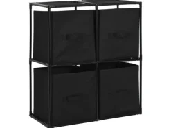 vidaXL Lagerschrank mit 4 Stoffkörben Schwarz 63×30×71 cm Stahl