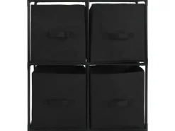 vidaXL Lagerschrank mit 4 Stoffkörben Schwarz 63×30×71 cm Stahl