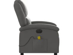 vidaXL Massagesessel Elektrisch Grau Echtleder