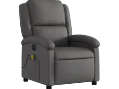 vidaXL Massagesessel Elektrisch Grau Echtleder