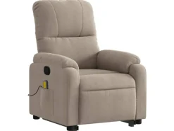 vidaXL Massagesessel mit Aufstehhilfe Taupe Mikrofasergewebe