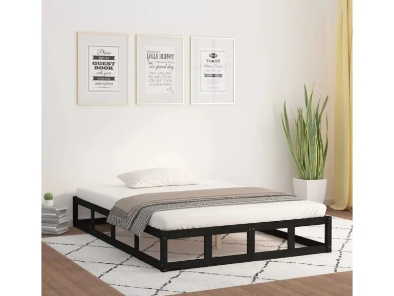vidaXL Massivholzbett Schwarz 180x200 cm 820815