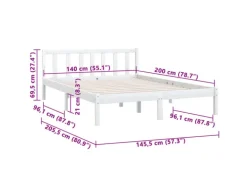 vidaXL Massivholzbett Weiß Kiefer 140x200 cm923543
