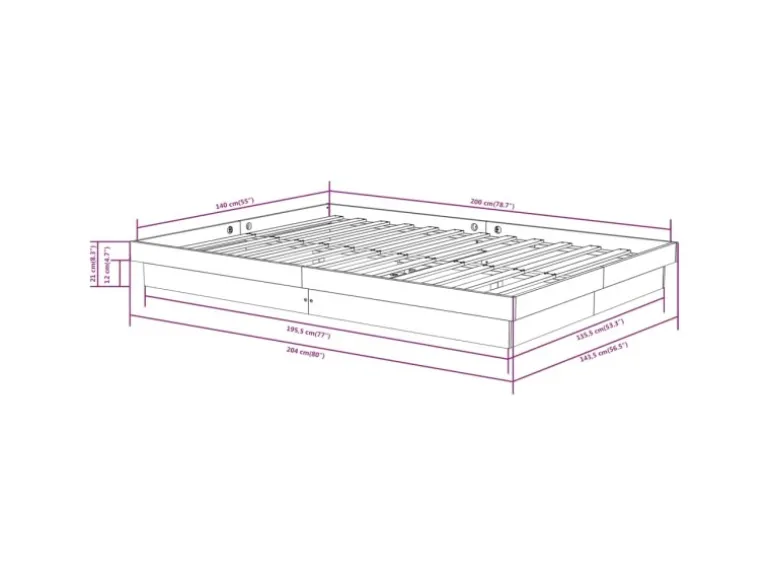 vidaXL Massivholzbett 140x200 cm 819907