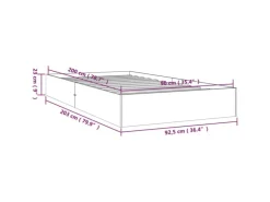 vidaXL Massivholzbett 90x200 cm1279648