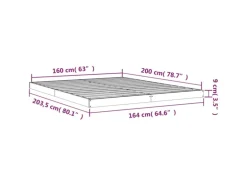 vidaXL Massivholzbett 160x200 cm Kiefer1399982