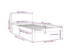 vidaXL Massivholzbett 90x190 cm 3FT Single1136836
