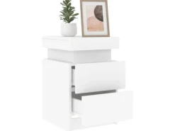 vidaXL Nachttische mit LED-Leuchten 2 Stk Weiß 35x39x55 cm
