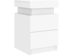 vidaXL Nachttische mit LED-Leuchten 2 Stk Weiß 35x39x55 cm